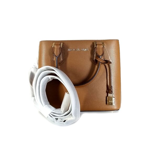 New Michael Kors MK ADELE MD MESSENGER Luggage Brown Leather Small Handbag - Picture 4 of 9